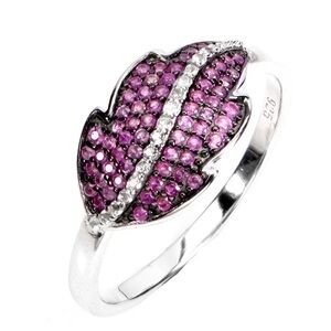 Diamond cut Natural Pink Sapphire & White Topaz in 925 Sterling Silver Ring Sz 9